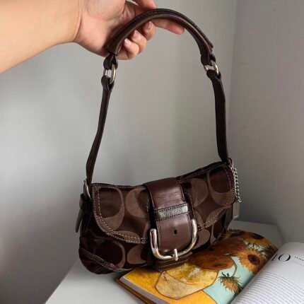 Coach Signature Soho Demi Shoulder Bag - Brown/Silver 🍒✨💕