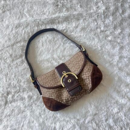 Y2K Coach Brown Suede Jacquard Mini Soho Shoulder Purse ❤️✨