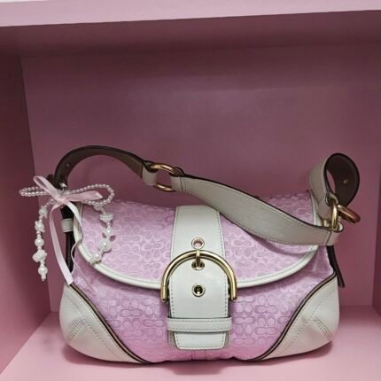 Y2K Vintage Coach Mini Soho Pink Gold Coquette Shoulder Bag 🍒✨💕