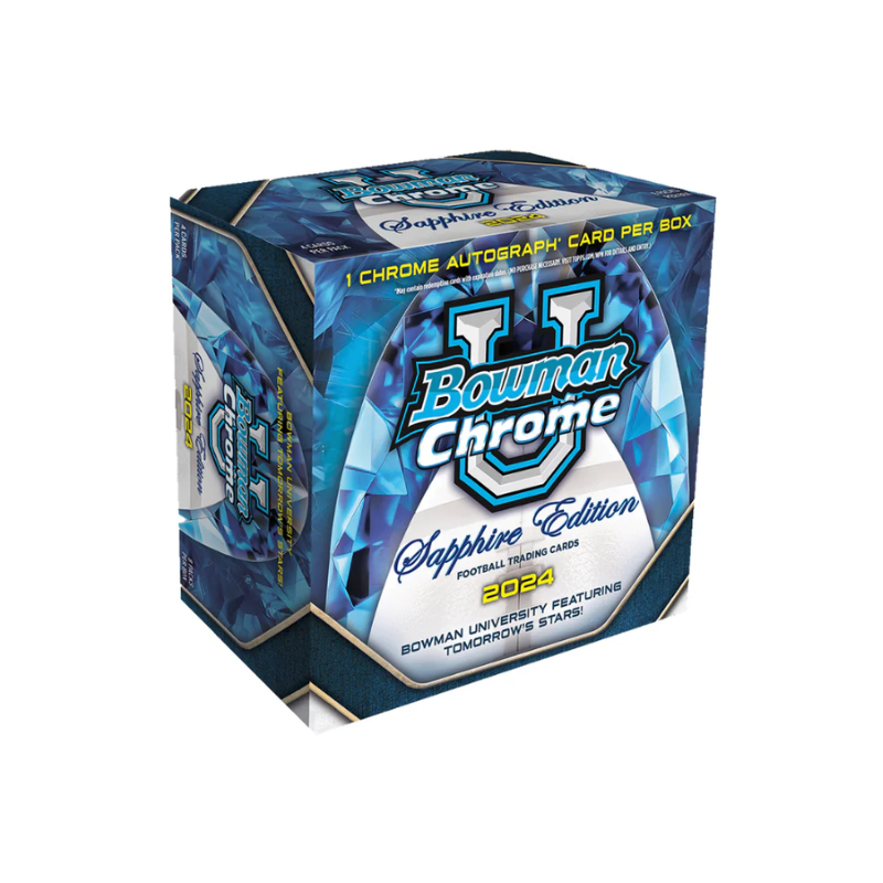 resizingforshopify-2024-12-23T130528.984 2024 Bowman Chrome University Football Sapphire Edition Box - Image 1