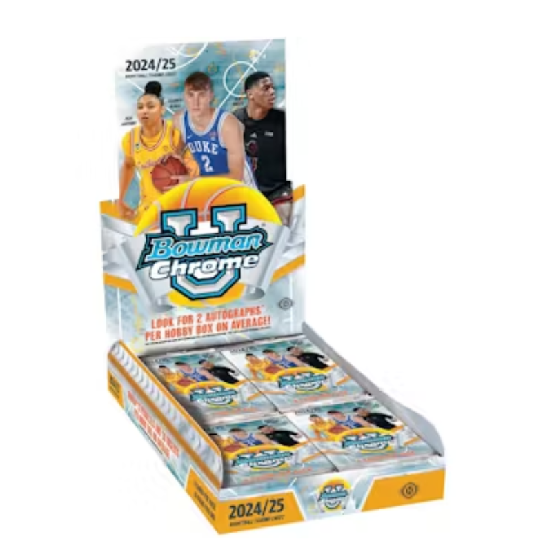 resizingforshopify-2025-03-27T174313.209_cb2bf3e7-04ff-4b84-9419-12f14255836d 2024/25 Bowman Chrome University Basketball Hobby Box - Image 1
